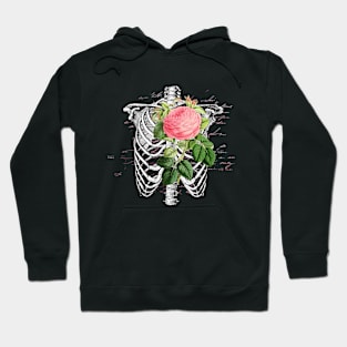 Skull and Pink Floral Roses Hoodie